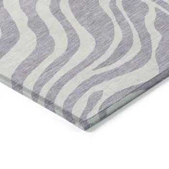 9' X 12' Lavender And Ivory Animal Print Washable Indoor Outdoor Area Rug