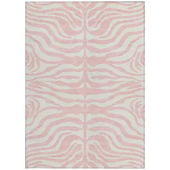 3' X 5' Pink And Gray Animal Print Washable Indoor Outdoor Area Rug