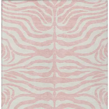 8' X 10' Pink And Gray Animal Print Washable Indoor Outdoor Area Rug