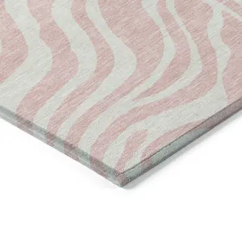 9' X 12' Pink And Gray Animal Print Washable Indoor Outdoor Area Rug