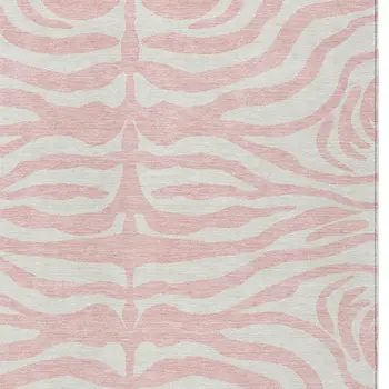 9' X 12' Pink And Gray Animal Print Washable Indoor Outdoor Area Rug