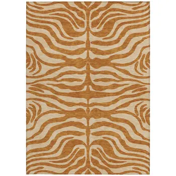 3' X 5' Copper And Tan Animal Print Washable Indoor Outdoor Area Rug