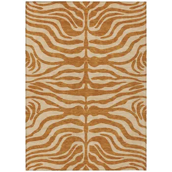 10' X 14' Copper And Tan Animal Print Washable Indoor Outdoor Area Rug