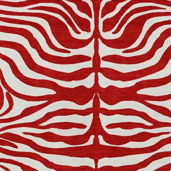 3' X 5' Red And Ivory Animal Print Washable Indoor Outdoor Area Rug