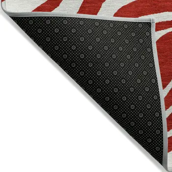 5' X 8' Red And Ivory Animal Print Washable Indoor Outdoor Area Rug
