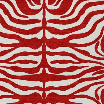 5' X 8' Red And Ivory Animal Print Washable Indoor Outdoor Area Rug