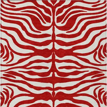 8' X 10' Red And Ivory Animal Print Washable Indoor Outdoor Area Rug