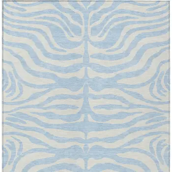 8' X 10' Sky Blue And Ivory Animal Print Washable Indoor Outdoor Area Rug