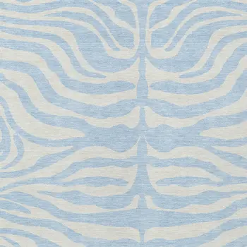 8' X 10' Sky Blue And Ivory Animal Print Washable Indoor Outdoor Area Rug