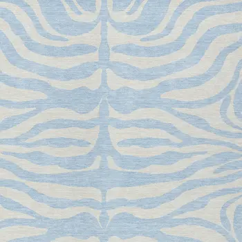 9' X 12' Sky Blue And Ivory Animal Print Washable Indoor Outdoor Area Rug