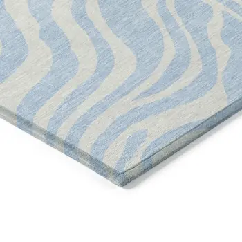 10' X 14' Sky Blue And Ivory Animal Print Washable Indoor Outdoor Area Rug