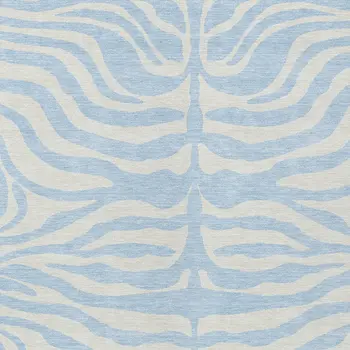 10' X 14' Sky Blue And Ivory Animal Print Washable Indoor Outdoor Area Rug