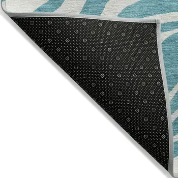 10' X 14' Teal Blue And Ivory Animal Print Washable Indoor Outdoor Area Rug