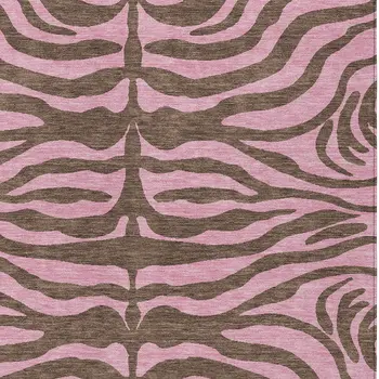 8' X 10' Brown And Pink Animal Print Washable Indoor Outdoor Area Rug