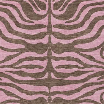 9' X 12' Brown And Pink Animal Print Washable Indoor Outdoor Area Rug