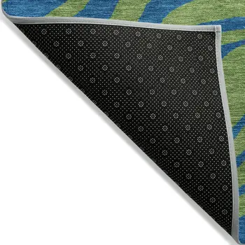 3' X 5' Green And Teal Blue Animal Print Washable Indoor Outdoor Area Rug