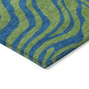 3' X 5' Green And Teal Blue Animal Print Washable Indoor Outdoor Area Rug