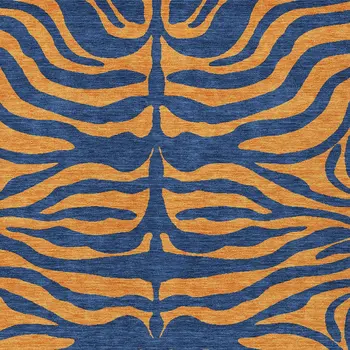 3' X 5' Navy Blue And Pink Animal Print Washable Indoor Outdoor Area Rug