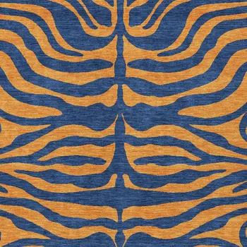 9' X 12' Navy Blue And Pink Animal Print Washable Indoor Outdoor Area Rug