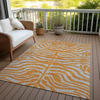 3' X 5' Copper And Gray Animal Print Washable Indoor Outdoor Area Rug
