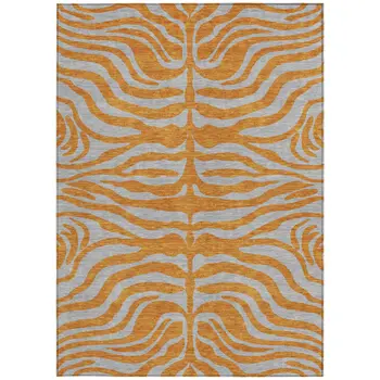 3' X 5' Copper And Gray Animal Print Washable Indoor Outdoor Area Rug