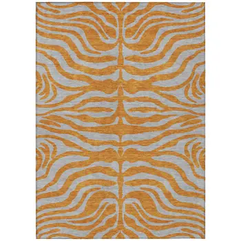 8' X 10' Copper And Gray Animal Print Washable Indoor Outdoor Area Rug
