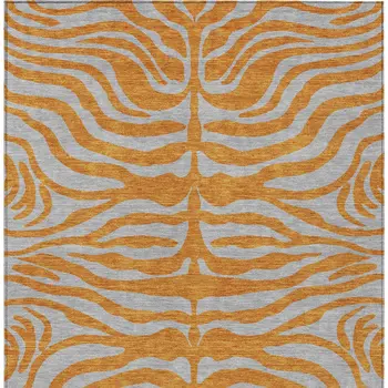 9' X 12' Copper And Gray Animal Print Washable Indoor Outdoor Area Rug