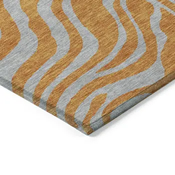 9' X 12' Copper And Gray Animal Print Washable Indoor Outdoor Area Rug