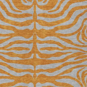 10' X 14' Copper And Gray Animal Print Washable Indoor Outdoor Area Rug