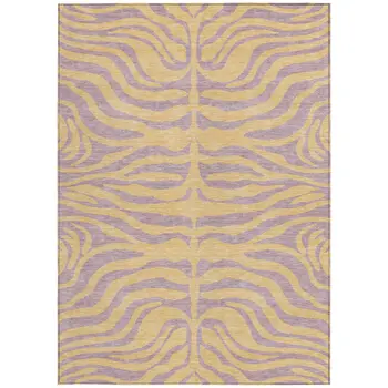 5' X 8' Peach And Purple Animal Print Washable Indoor Outdoor Area Rug