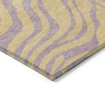8' Peach And Purple Round Animal Print Washable Indoor Outdoor Area Rug