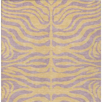 9' X 12' Peach And Purple Animal Print Washable Indoor Outdoor Area Rug