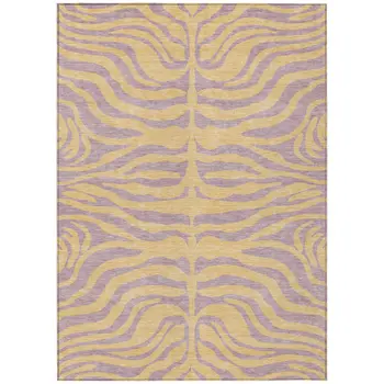 9' X 12' Peach And Purple Animal Print Washable Indoor Outdoor Area Rug