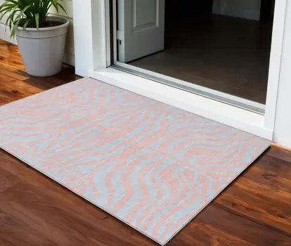 3' X 5' Pink And Gray Animal Print Washable Indoor Outdoor Area Rug