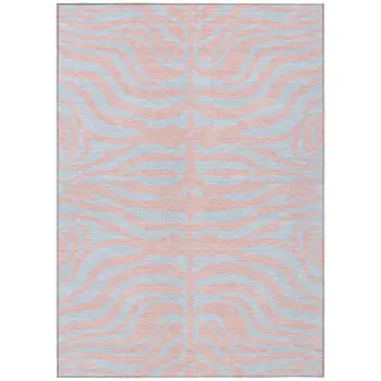 8' X 10' Pink And Gray Animal Print Washable Indoor Outdoor Area Rug