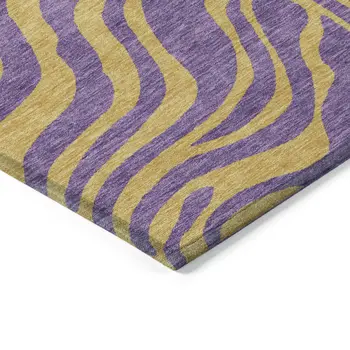 3' X 5' Purple And Copper Animal Print Washable Indoor Outdoor Area Rug