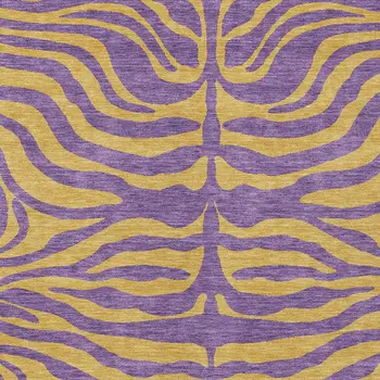 3' X 5' Purple And Copper Animal Print Washable Indoor Outdoor Area Rug