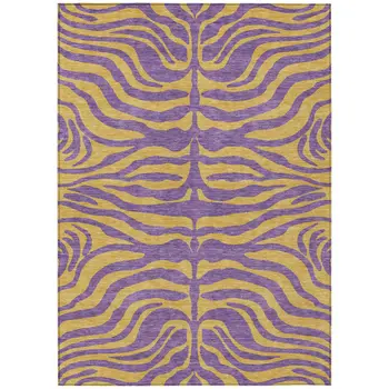8' X 10' Purple And Copper Animal Print Washable Indoor Outdoor Area Rug