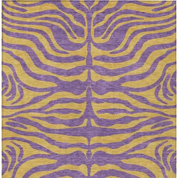 10' X 14' Purple And Copper Animal Print Washable Indoor Outdoor Area Rug