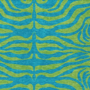 5' X 8' Teal Blue And Green Animal Print Washable Indoor Outdoor Area Rug