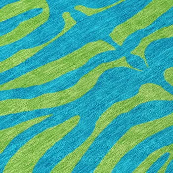 5' X 8' Teal Blue And Green Animal Print Washable Indoor Outdoor Area Rug