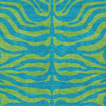 8' X 10' Teal Blue And Green Animal Print Washable Indoor Outdoor Area Rug