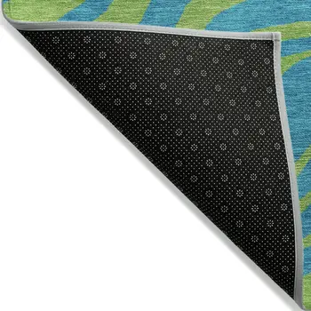 9' X 12' Teal Blue And Green Animal Print Washable Indoor Outdoor Area Rug