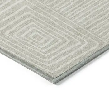 10' X 14' Beige And Ivory Geometric Washable Indoor Outdoor Area Rug