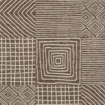 10' X 14' Brown And Ivory Geometric Washable Indoor Outdoor Area Rug