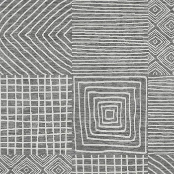 3' X 5' Charcoal And Ivory Geometric Washable Indoor Outdoor Area Rug