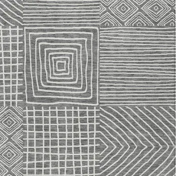 8' X 10' Charcoal And Ivory Geometric Washable Indoor Outdoor Area Rug