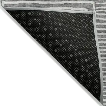 9' X 12' Charcoal And Ivory Geometric Washable Indoor Outdoor Area Rug