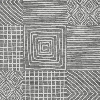 9' X 12' Charcoal And Ivory Geometric Washable Indoor Outdoor Area Rug