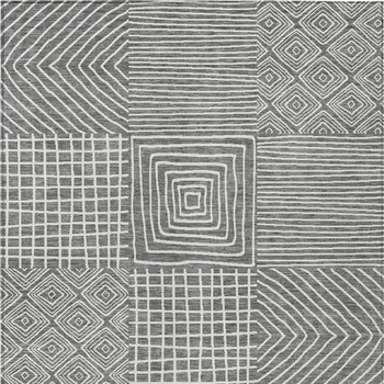 10' X 14' Charcoal And Ivory Geometric Washable Indoor Outdoor Area Rug